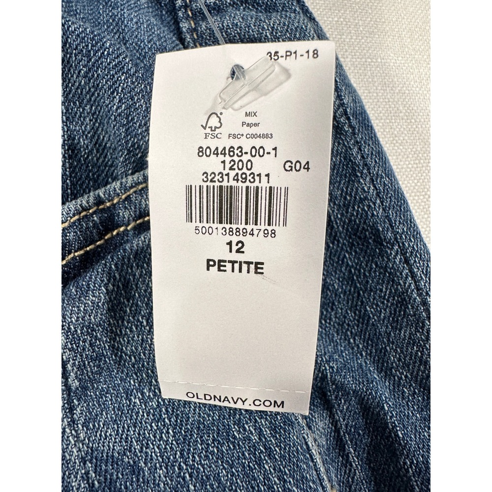 Old Navy NEW High-Rise Barrel‎ Leg Jeans Medium Wash Blue Denim 12 Petite - Picture 6 of 8